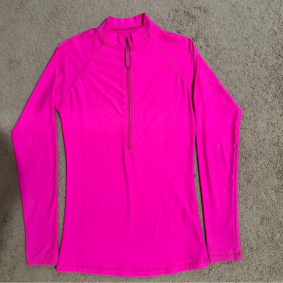 J. Crew Solid Long-sleeve Rash Guard in Neon Flamingo size Medium - Picture 8 of 12